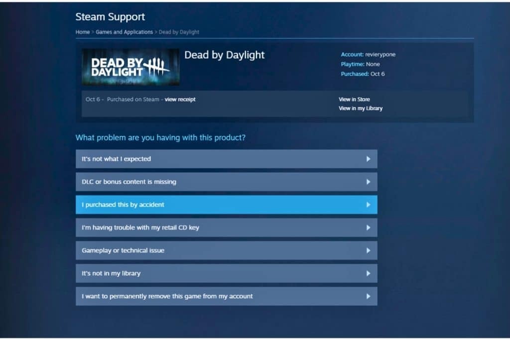 Page d'assistance Steam