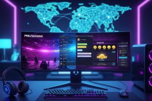 Setup gaming immersif illustrant la cyberculture et l'esport francophone