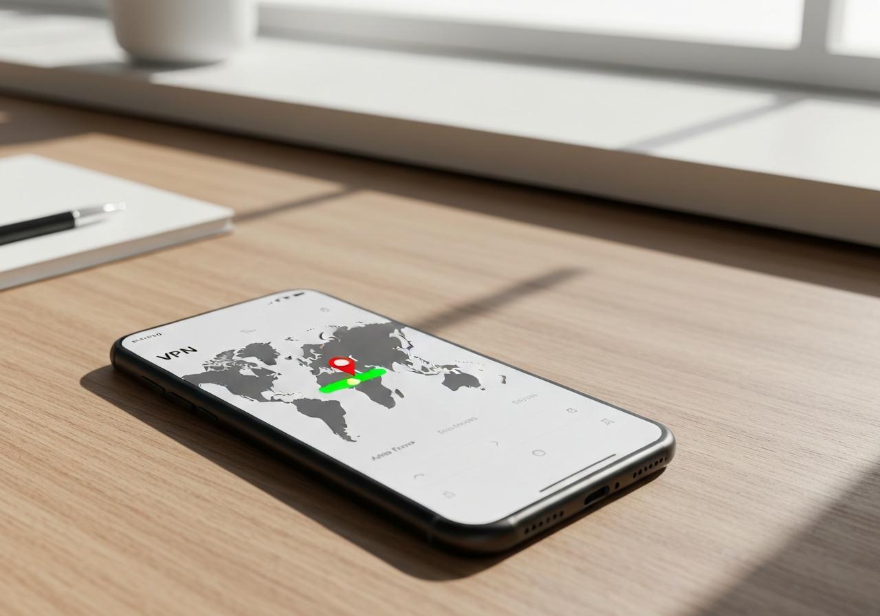 Interface application VPN sur smartphone avec serveur France connecté
