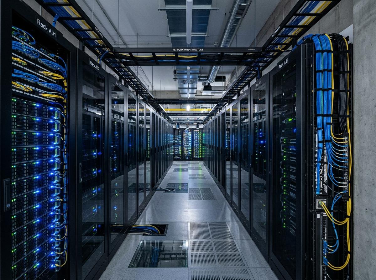 Baies de serveurs dans un datacenter